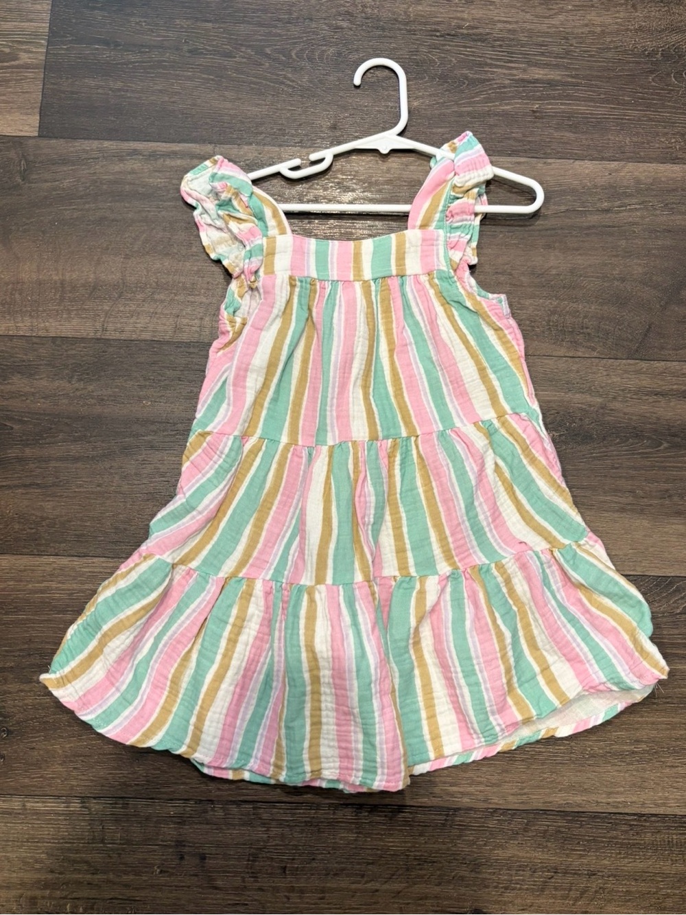 Girls' Pastel Striped Ruffle Sundress
